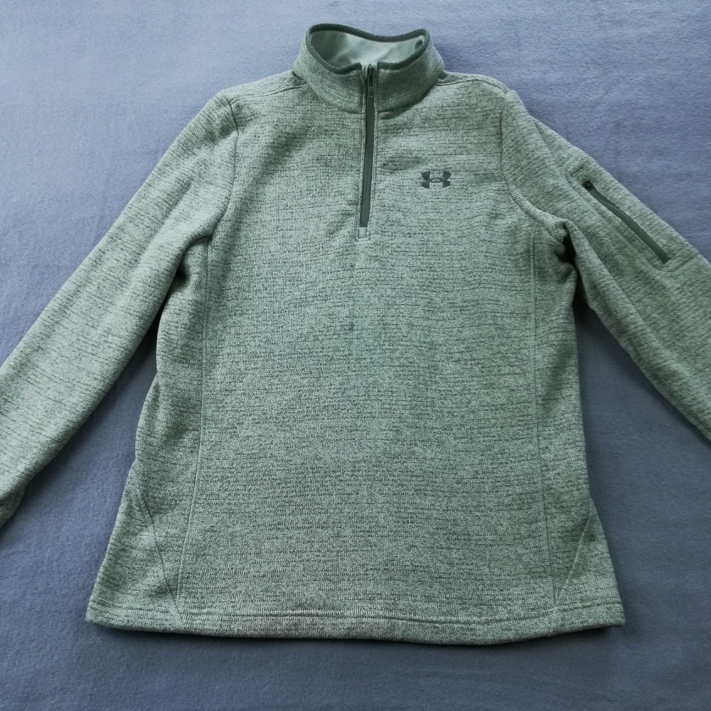 Under Armour Mens Sweater 1/4 Zip Fleece Green Pullover Specialist L
